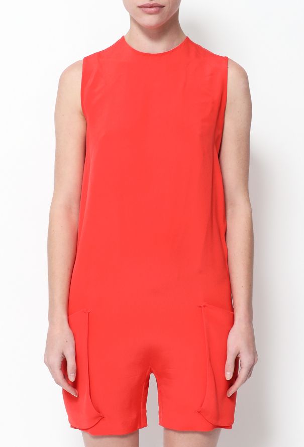 Céline Coral Silk Romper - 3