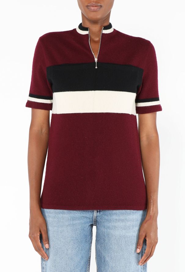 Prada S/S 2016 Striped Quarter Zip Top - 1