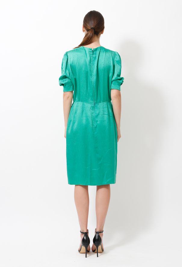 Jean-Louis Scherrer Vintage Emerald Green Silk Dress - 5