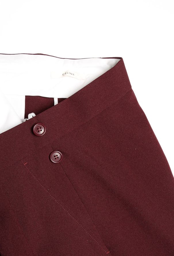 Céline Burgundy Belted Trousers - 6