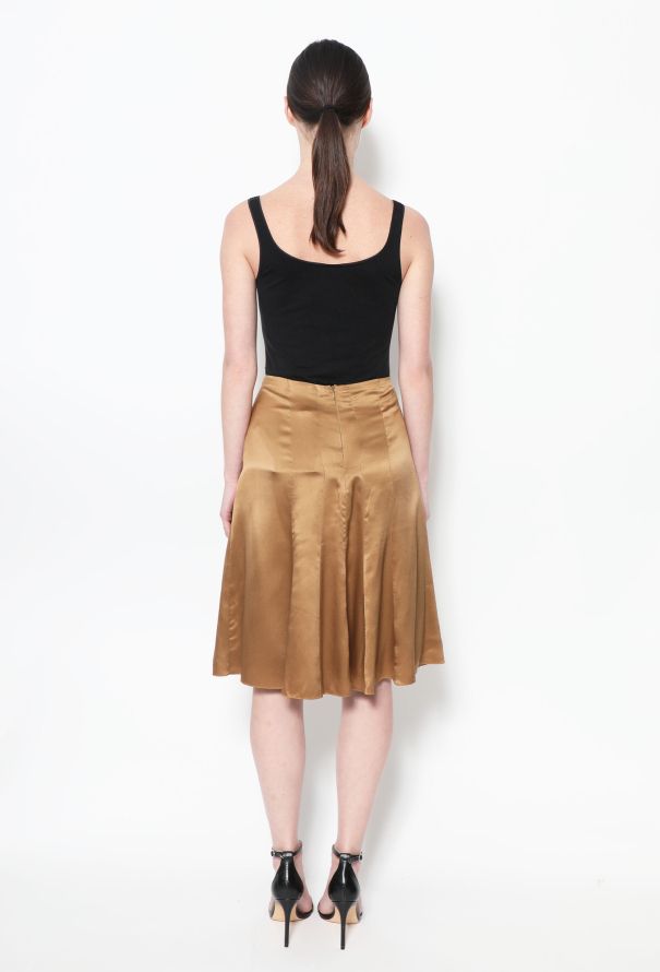 Chanel Brown satin midi Flared Silk Skirt - 3