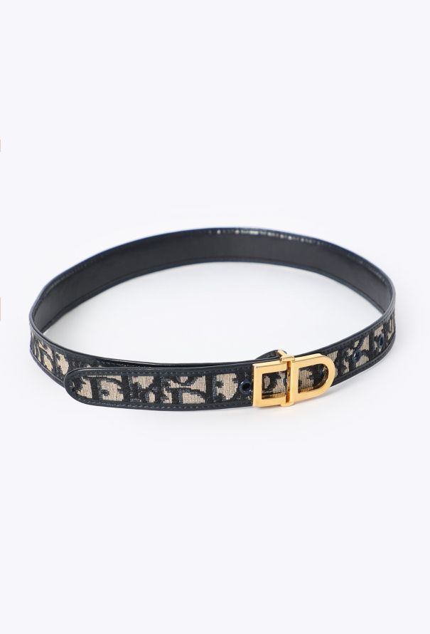 Dior '90s Monogram Canvas & Leather Belt - 2