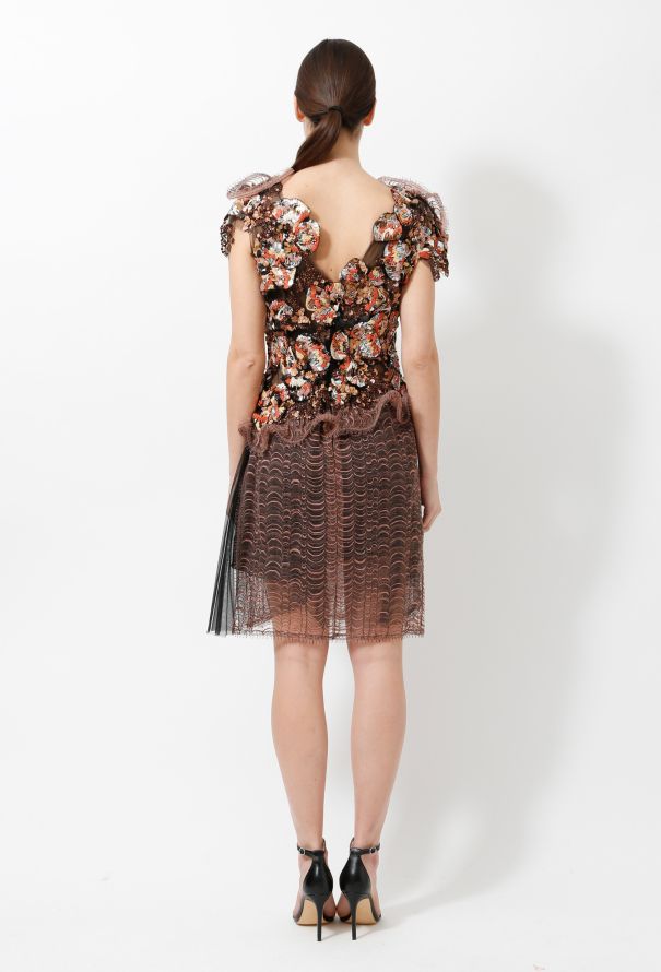 Rodarte Tulle Floral Embroidered Dress - 6