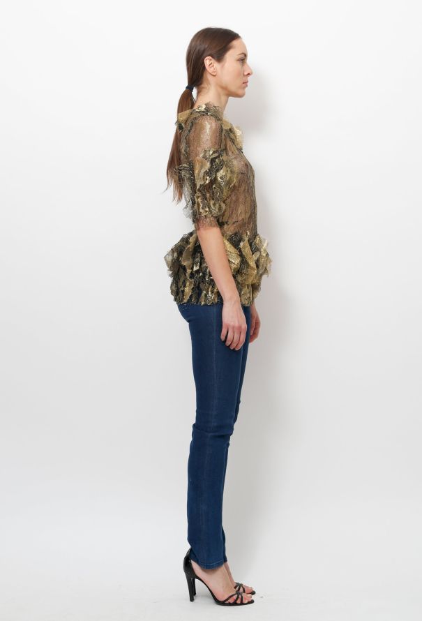 Rodarte Gold Lace Blouse - 4