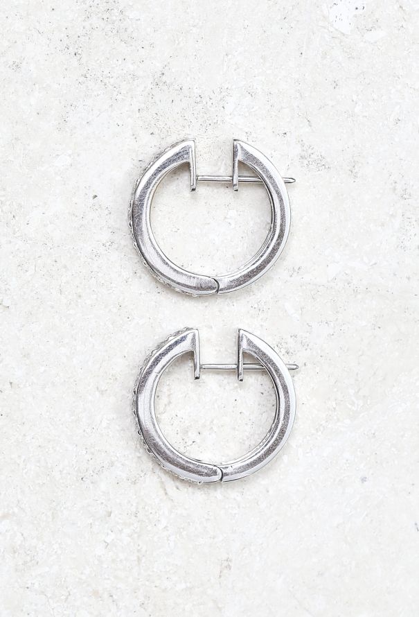 Vintage Fine Jewelry 18k Gold & Diamond Hoop Earrings - 5