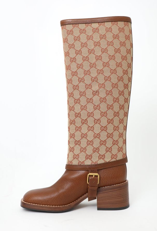 Gucci Monogram Leather Lola Boots - 5