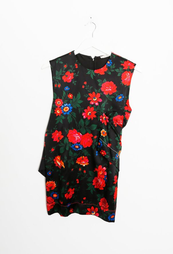 Céline S/S 2015 Floral Satin Draped Top - 9