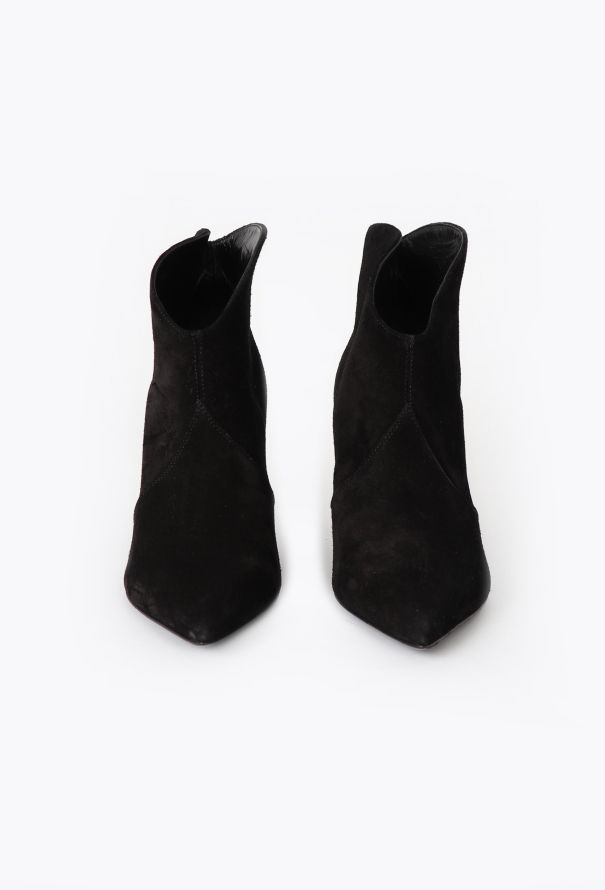 Saint Laurent Suede Stiletto Ankle Boots – Black - 3