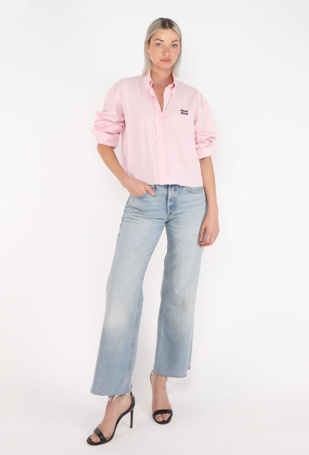 Miu Miu Hybrid Logo Cropped Shirt, 2025 - 3