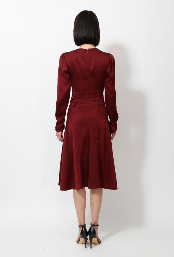 Chloé 2019 Burgundy Satin Flared Dress - 5