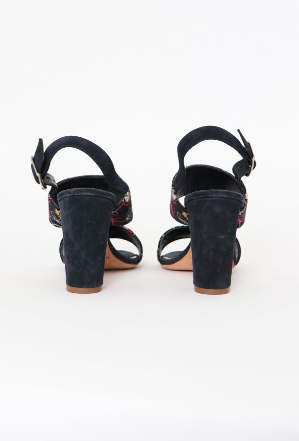 Manolo Blahnik Khan Embroidered Suede Sandals - 4