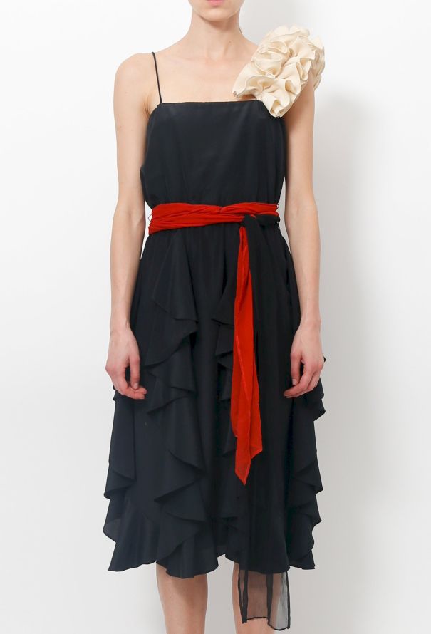 Vintage Ruffled Black Dress - 3