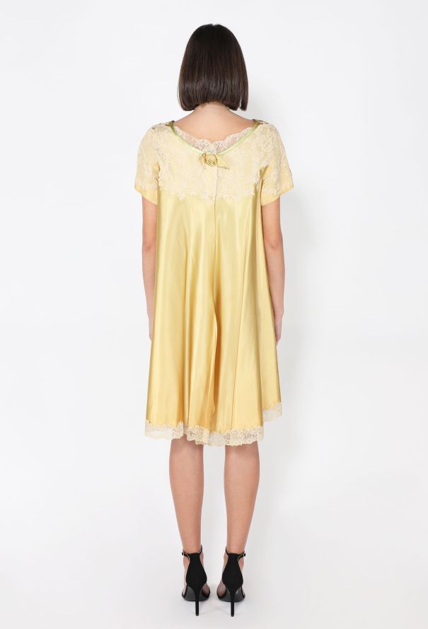 Satin Lace Trim Dress, 1960s - 5