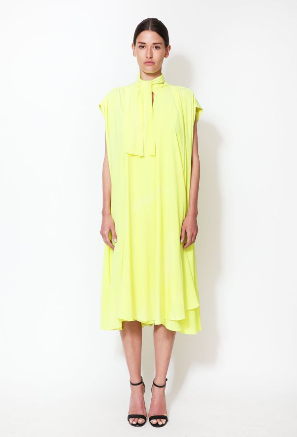 Balenciaga Pre-Fall 2016 Neon Lavallière Tunic Dress - 1