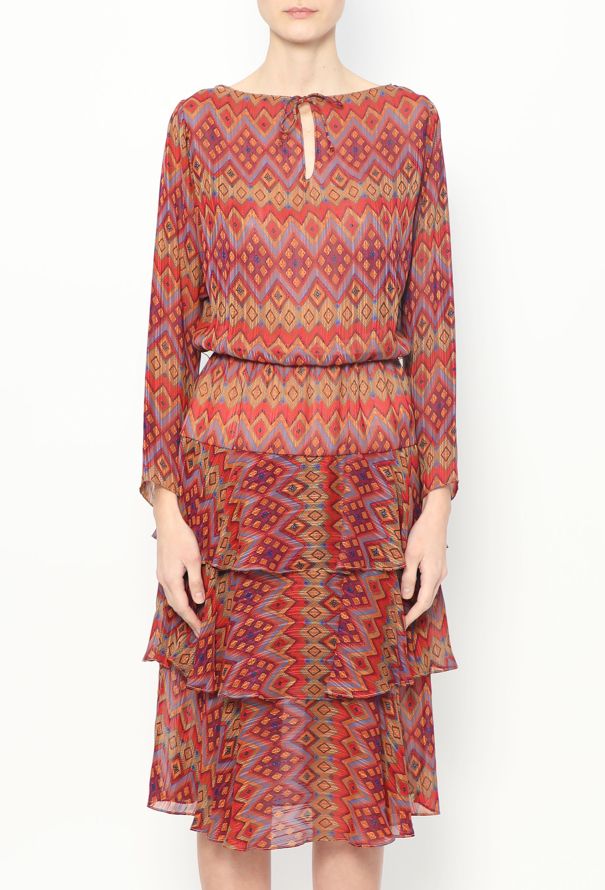 Abstract Tiered Silk Dress - 3
