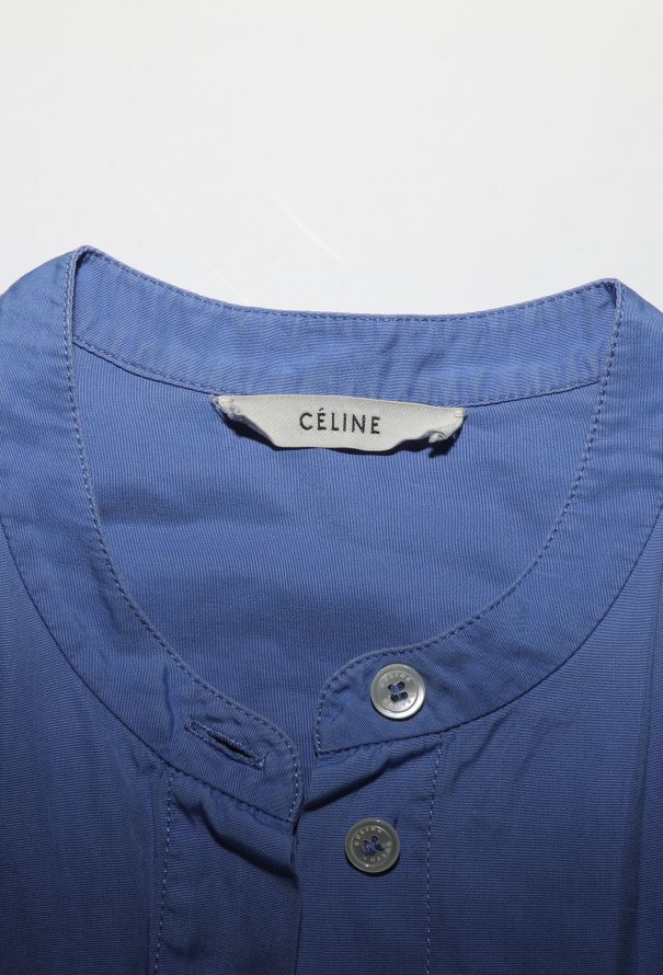 Céline Blue Collarless Cotton Tunic - 5