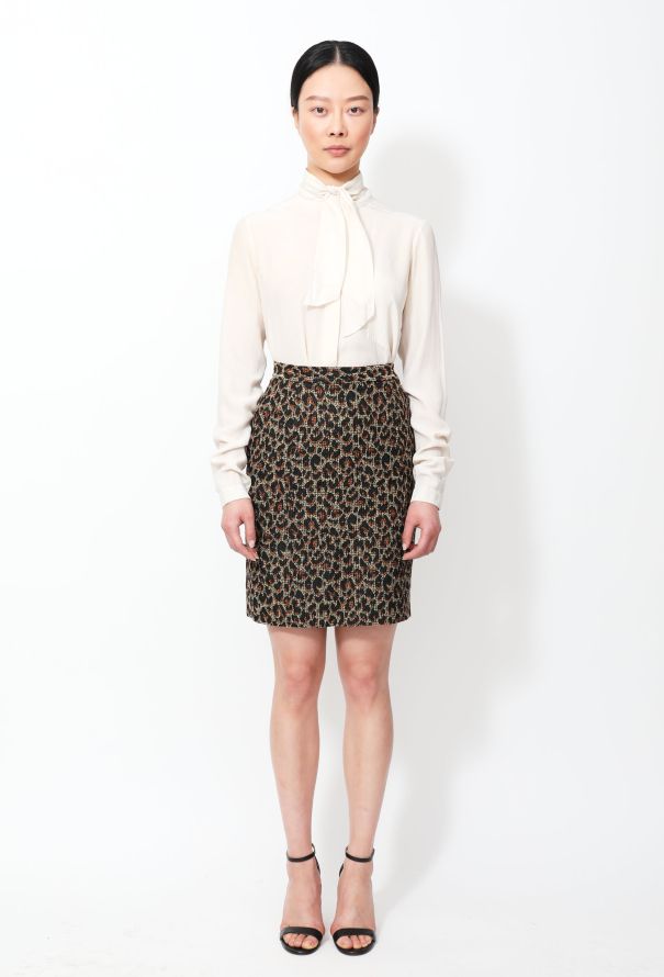 Saint Laurent 90s Leopard Print Skirt - 1