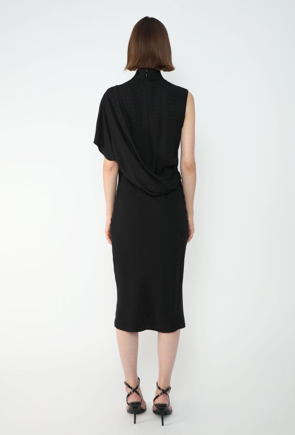 Céline 2022 Monogram Draped Silk Dress - 5