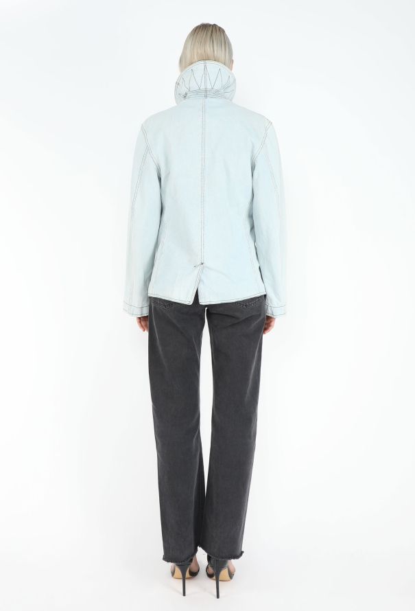 Balenciaga Washed Denim Peacoat - 6