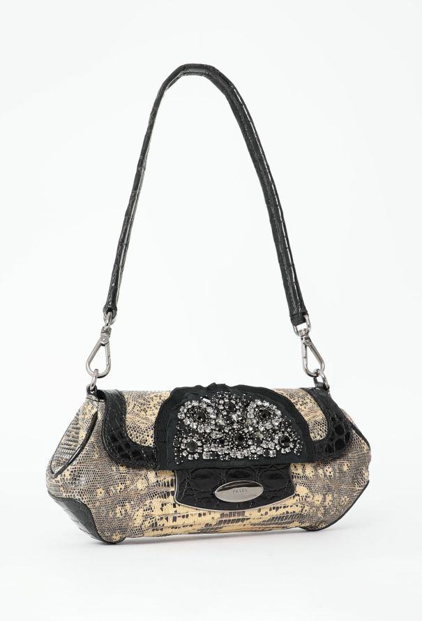 Prada F/W 2004 Lizard Embellished Shoulder Bag - 3