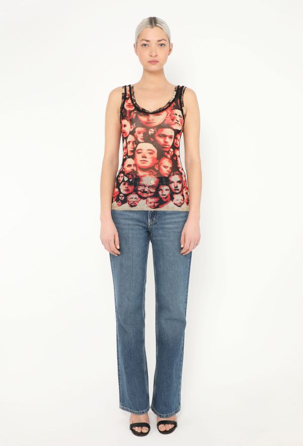 Jean Paul Gaultier Rare F/W 1992 Mesh Face Print Top - 3