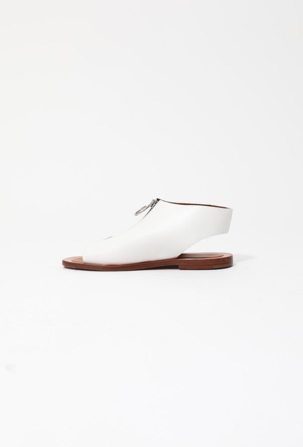 Céline Zip Leather Flat Sandals - 4