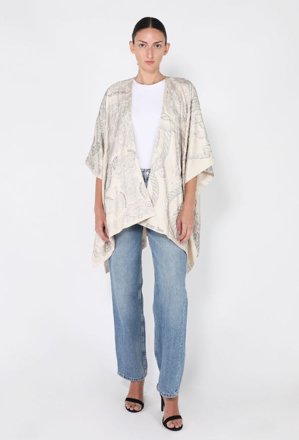 Hermès Embellished Silk Carré Belted Robe - 5