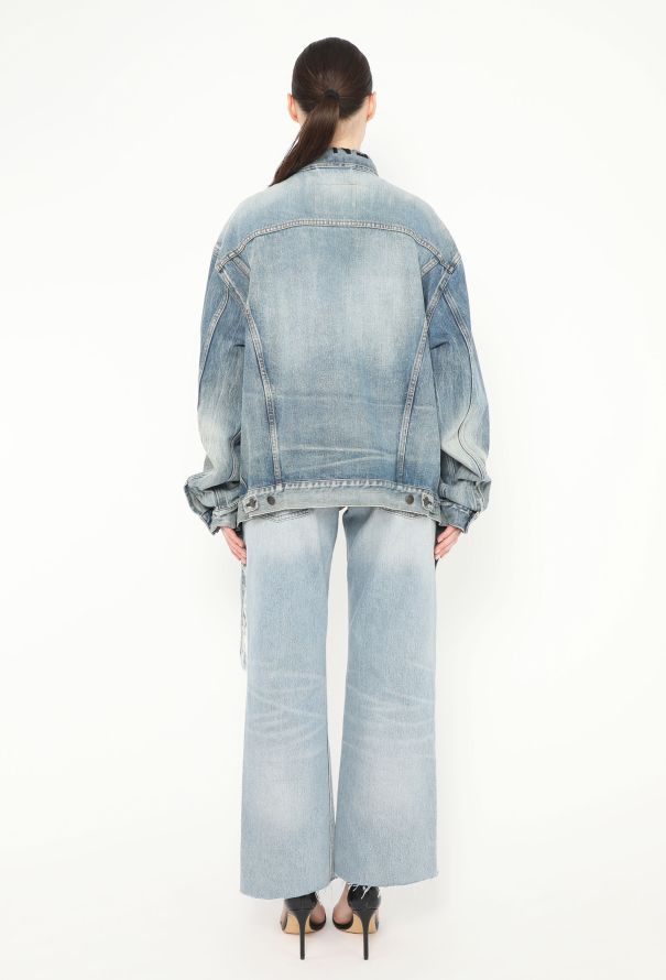 Balenciaga Distressed Logo Denim Jacket - 6