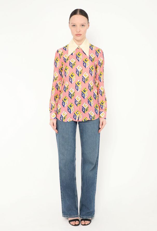 Gucci S/S 2017 Silk Jacquard 'GG' Shirt - 3