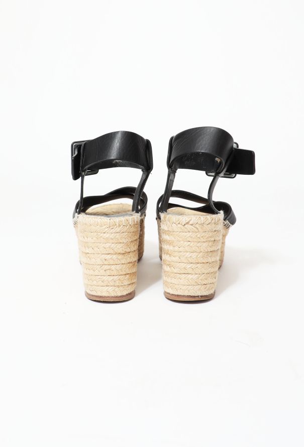 Céline Leather Strap Espadrille Platforms - 4