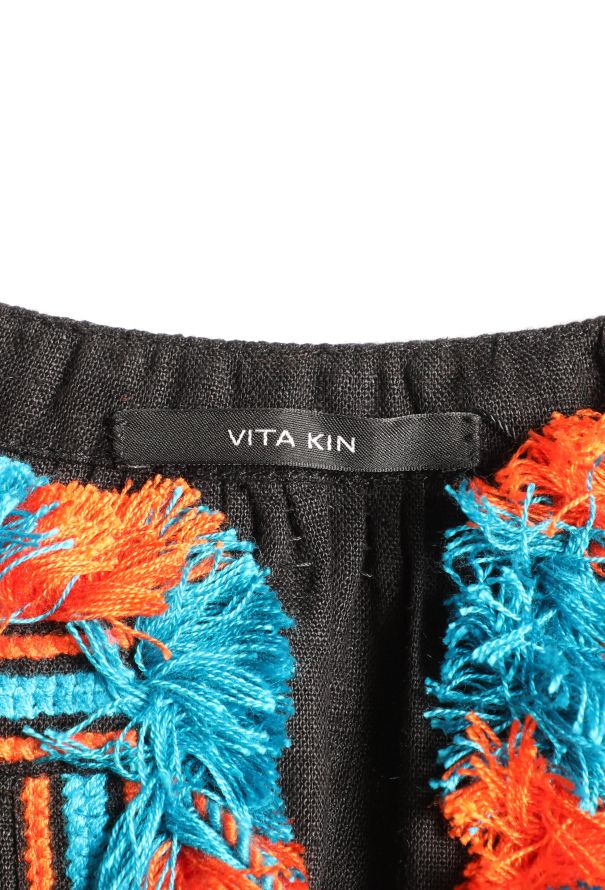Vita Kin Embroidered Linen Tassel Tunic – Black Bicolor - 5