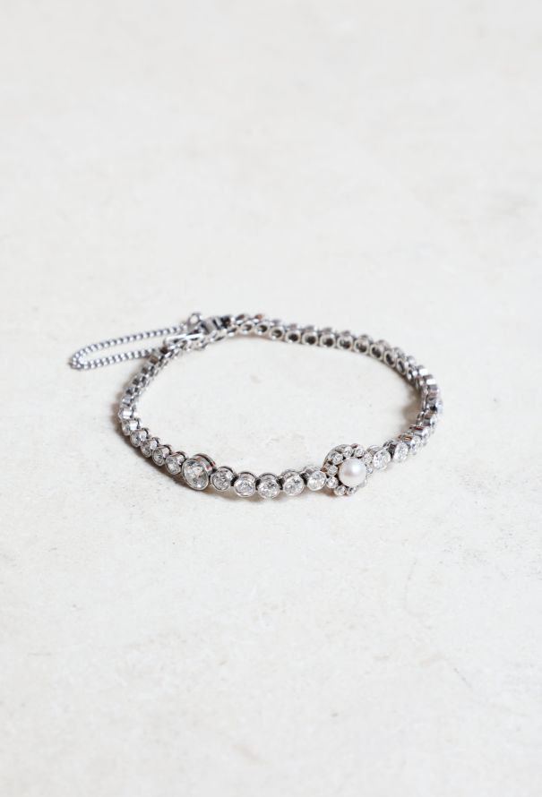 Vintage Fine Jewelry Art Déco Platinum, Pearl and Diamond Bracelet - 2