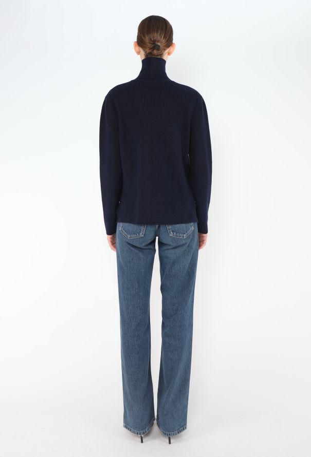 Céline Navy Turtleneck Zip Sweater - 4