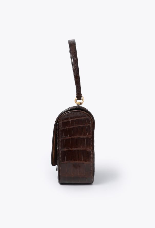 Hermès 1960s Brown Porosus Top-Handle Bag - 3
