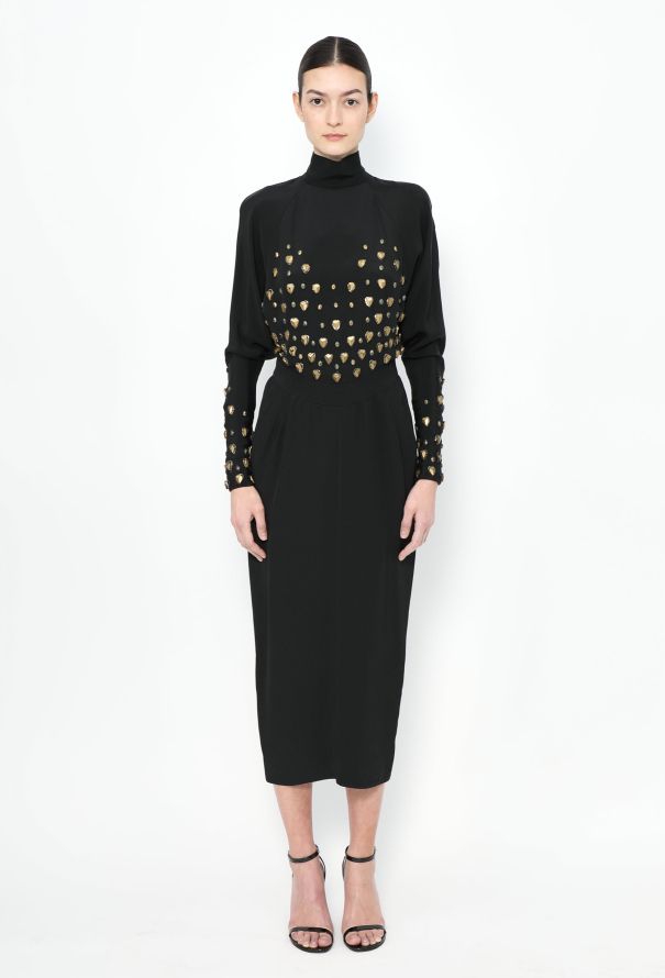 RARE Karl Lagerfeld F/W 1986 Adorned Silk Dress - 3