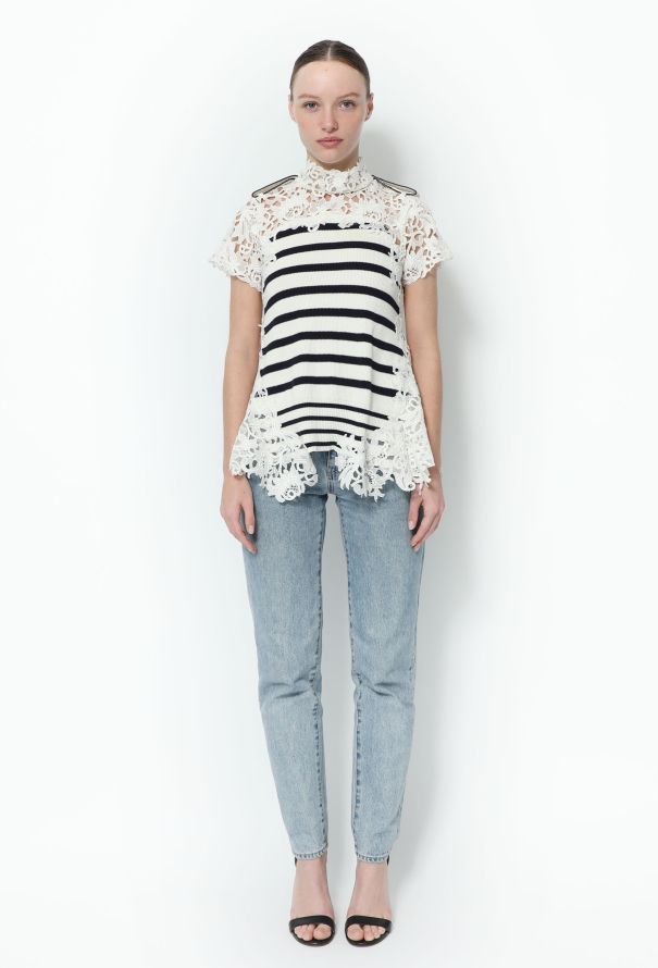 Sacai S/S 2015 Striped Lace Tunic - 3