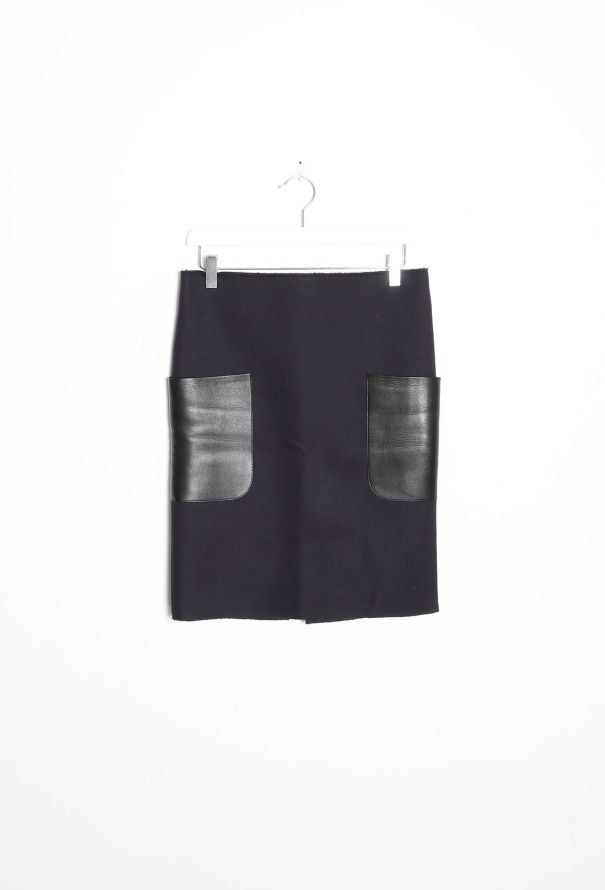 Céline F/W 2010 Leather Pocket Wool Skirt - 6