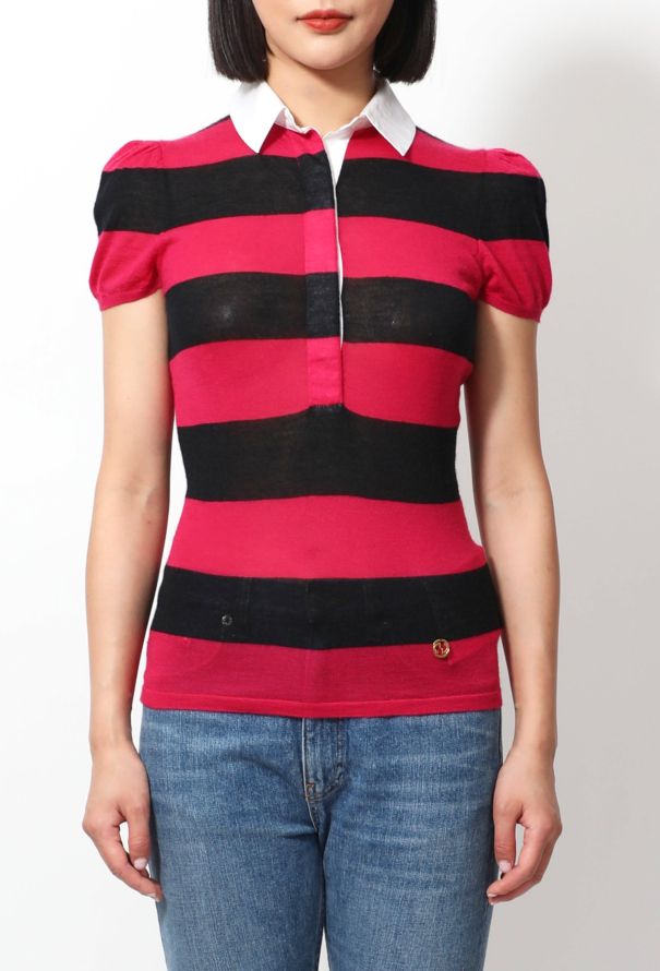 Gucci S/S 2006 Striped Cashmere Polo Top - 3