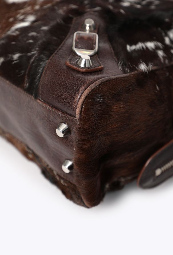 Balenciaga Motocross Pony Hair Bowling Bag - 7