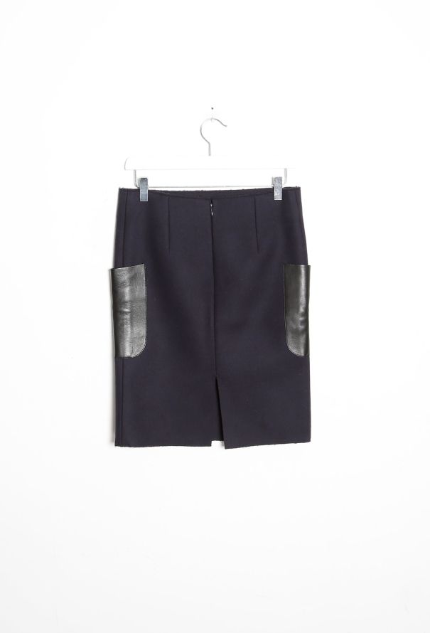Céline F/W 2010 Leather Pocket Wool Skirt - 7