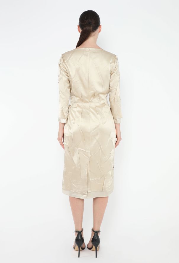 Miu Miu Beige Textured Charmeuse Dress - F/W 2024 - 5