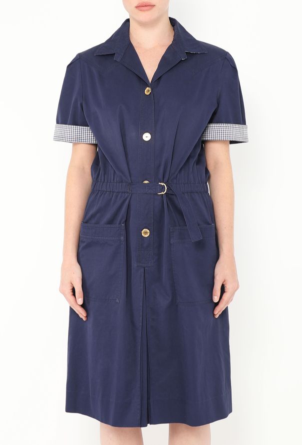 Céline '70s Belted Poplin Gingham Dress - 3