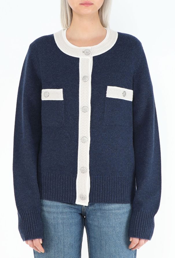 Chanel Bicolor Cashmere Knit Cardigan - 1