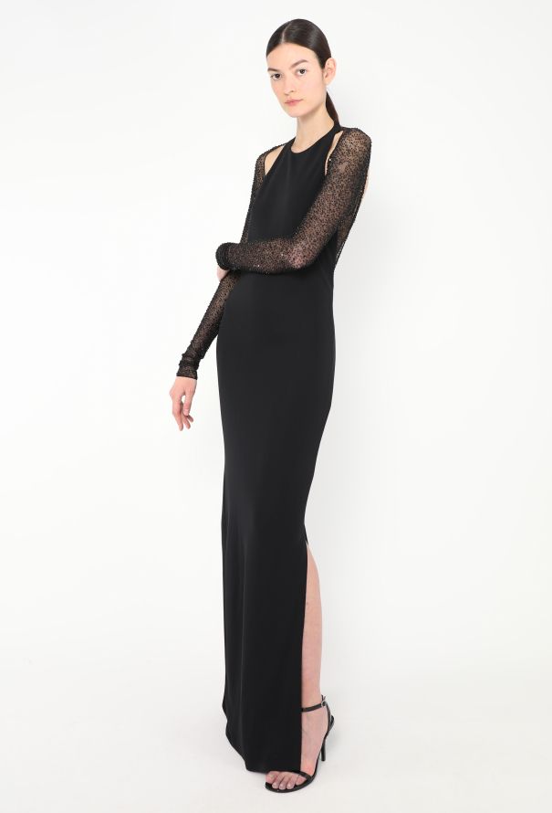 Halston RARE Vintage Beaded Open-Back Gown - 3