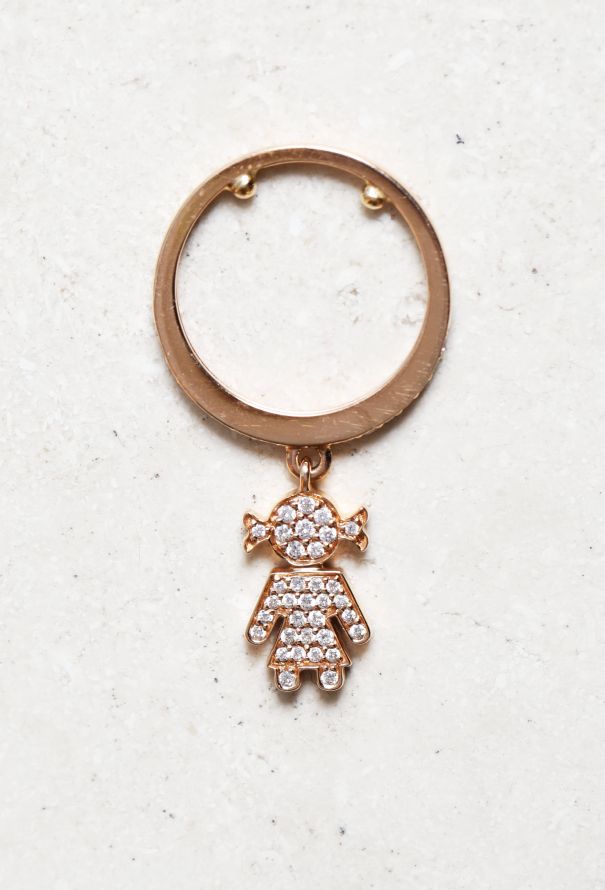 Modern Fine Jewelry 18k Pink Gold & Diamond Little Girl Charm Ring - 1