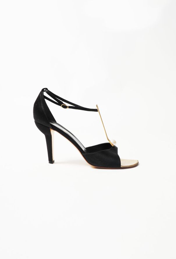 Chanel Early 2000s Metallic Pearl 'CC' Sandals - 1