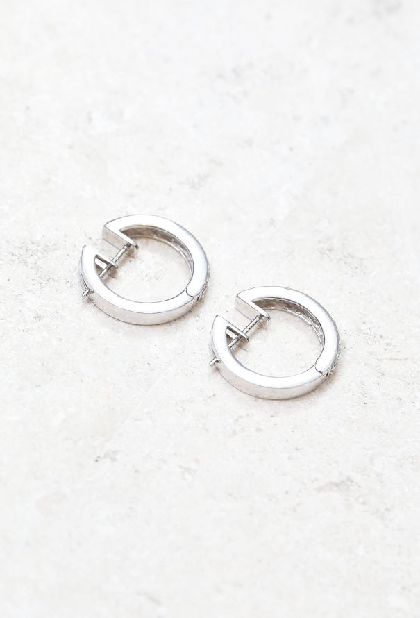 Vintage Fine Jewelry 18k Gold & Diamond Hoop Earrings - 4