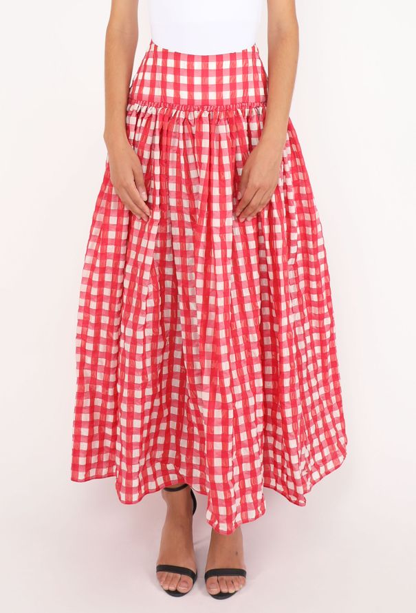 Alaïa Gingham Flared Maxi Skirt, 2023 - 3