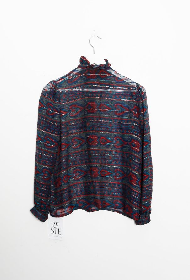 Lanvin 70s Ruffled Lavallière Silk Blouse - 6