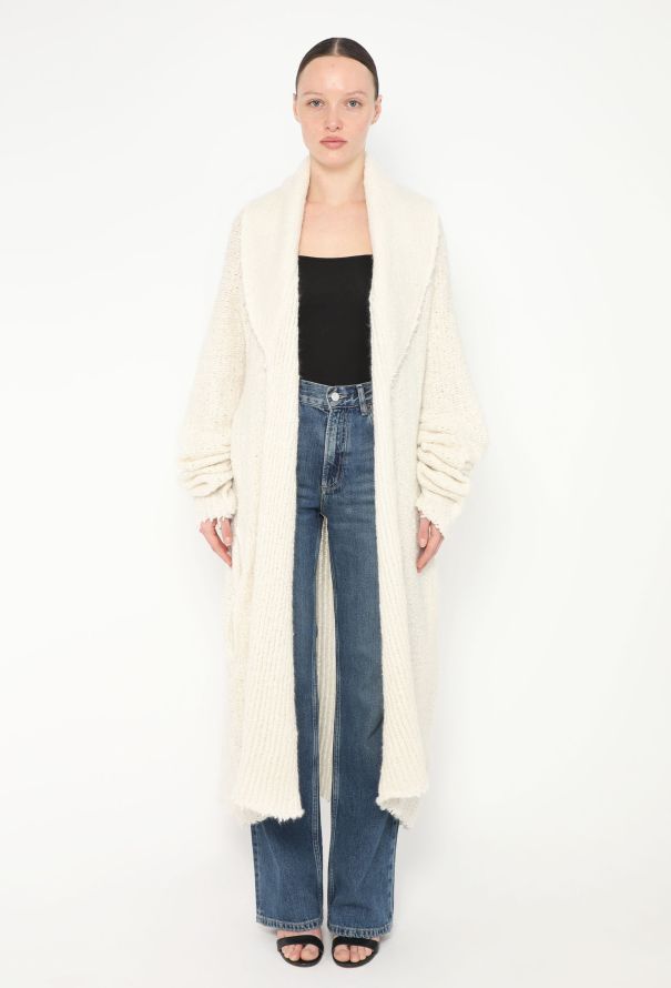The Elder Statesman Distressed white Cashmere Cardigan - 1